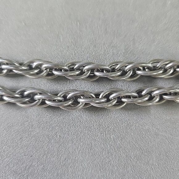 Sterling Silver Graduated Twisted Rope Chain 15" Necklace 68 gr. - Picture 4 of 5